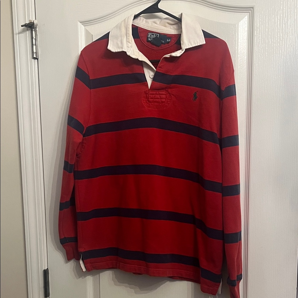 Polo by Ralph Lauren Red and Navy Striped Shirt